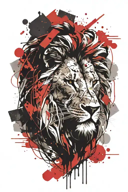 Lion head and mountain with Forest  tattoo design idea