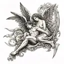 Angel and painter tattoo design idea