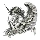 Angel and painter tattoo design idea
