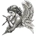 Angel and painter tattoo design idea