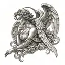 Angel and painter tattoo design idea