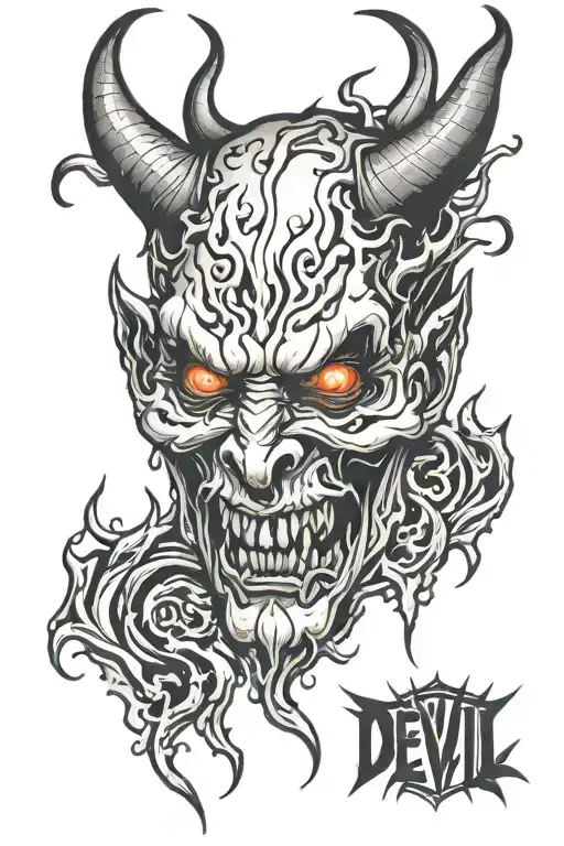 devil melting face tattoo design idea