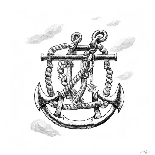 anchor with rope tattoo design idea