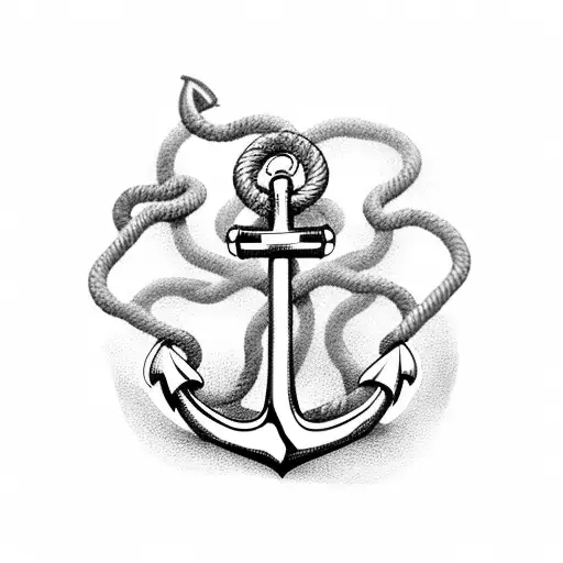 anchor with rope that spells the word pop tattoo design idea