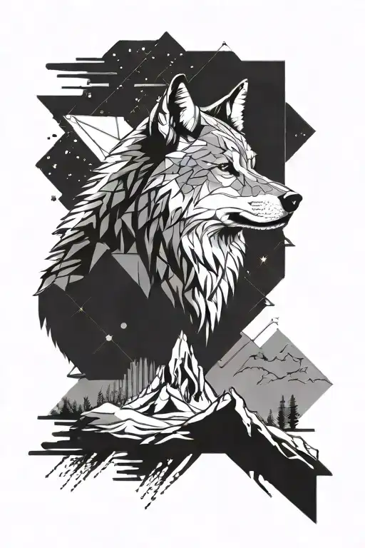 Design a tattoo featuring a wolf howling in the South African wilderness tattoo design idea
