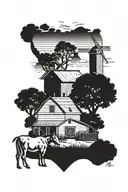 farm scene tattoo design idea