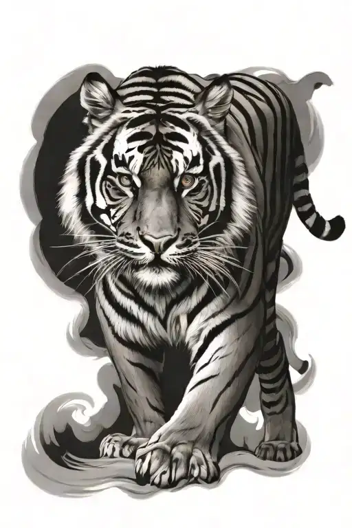 tiger walking tattoo design idea