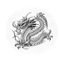 Western Dragon sitting tattoo design idea