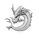 Western Dragon sitting tattoo design idea