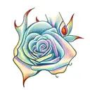 roses with fire tattoo design idea
