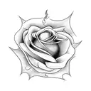 roses with flames tattoo design idea