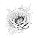 roses with flames tattoo design idea