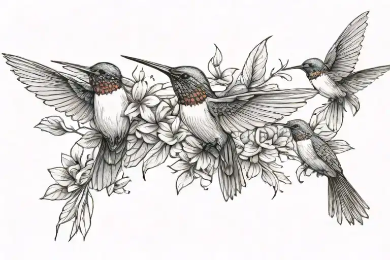 4 hummingbirds symmetrically on chest near collarbone, 2 on each side  tattoo design idea