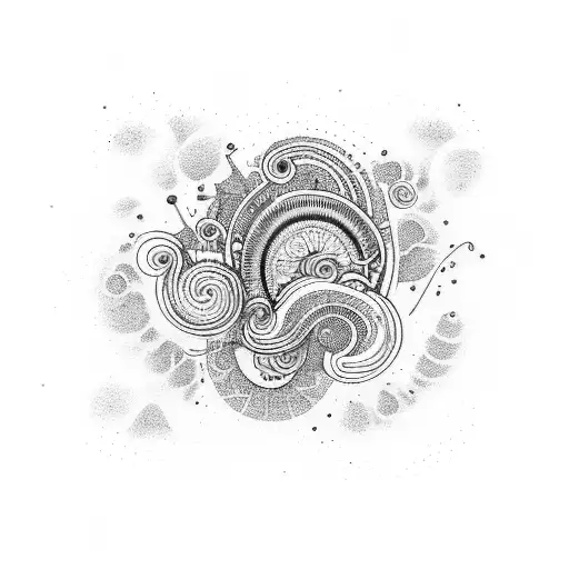 A psychedelic mushroom surrounded by swirling patterns and glowing rave lights tattoo design idea
