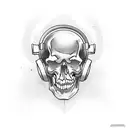 A gangster-inspired tattoo featuring a skull wearing a techno DJ headset tattoo design idea