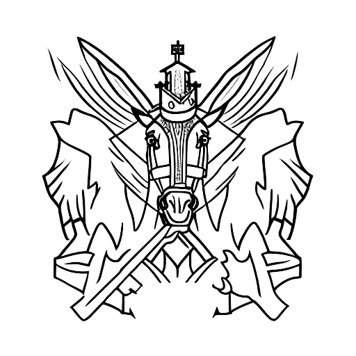 Lithuanian knight on a horse with falg tattoo design idea
