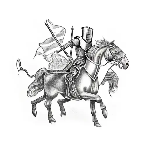 Lithuanian knight  on a horse tattoo design idea