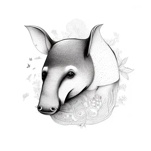 girl zoologist with a tapir tattoo design idea
