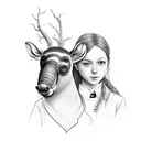 girl zoologist with a tapir tattoo design idea