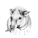 girl zoologist with a tapir tattoo design idea