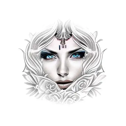 Woman with pistol tattoo design idea