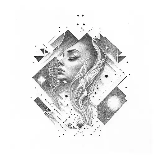 milky way side view tattoo design idea