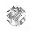 milky way side view tattoo design idea