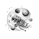 milky way side view tattoo design idea