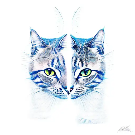 couple matching cats tattoo design idea