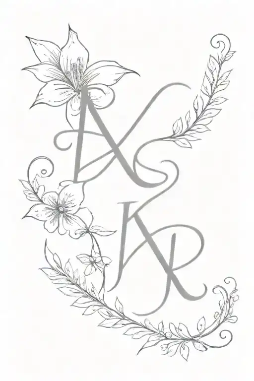 kids initials K P M J M J B letters tattoo design idea