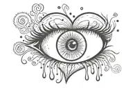 a heart with eyes,big eyelashes and a tear falling and the heart has to have scars and the heart has to be happy and big tattoo design idea