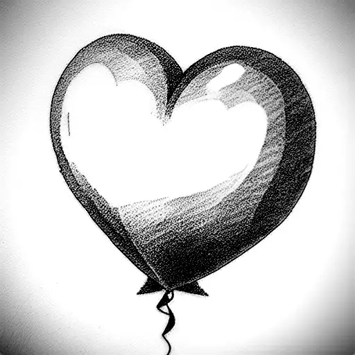 petit garçon qui lache un ballon gonflable en forme de coeur tattoo design idea