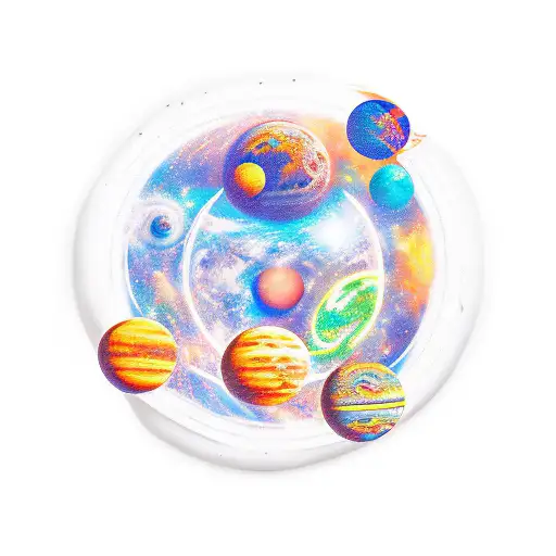 space with hieroglyphics tattoo design idea