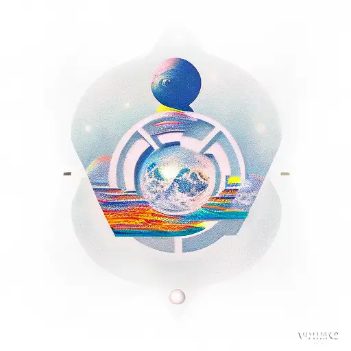 space with floating hieroglyphics tattoo design idea