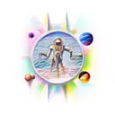 space with hieroglyphics tattoo design idea