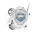 space with floating egyptian hieroglyphics tattoo design idea