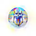 space with floating egyptian hieroglyphics tattoo design idea