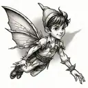 Peter Pan and Thinkerbell flying around Belgrade Pobednik tattoo design idea