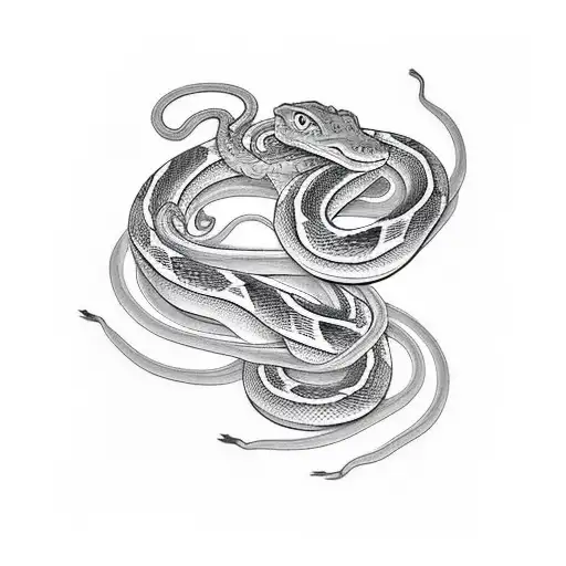 A handshake between a hand and a snake tattoo design idea