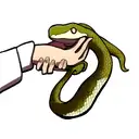 A handshake between a hand and a snake tattoo design idea
