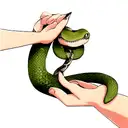 A handshake between a hand and a snake tattoo design idea