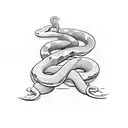 a snake bites a hand tattoo design idea