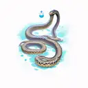 a snake bites a hand tattoo design idea