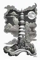 haunted lighthouse tattoo design idea