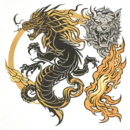 scorpion, lion, fire flames, pheonix tattoo design idea