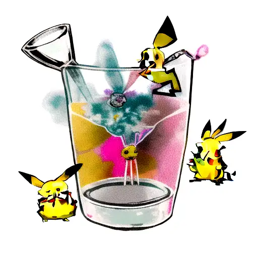 pikachu smoking crack on a glass bong tattoo design idea