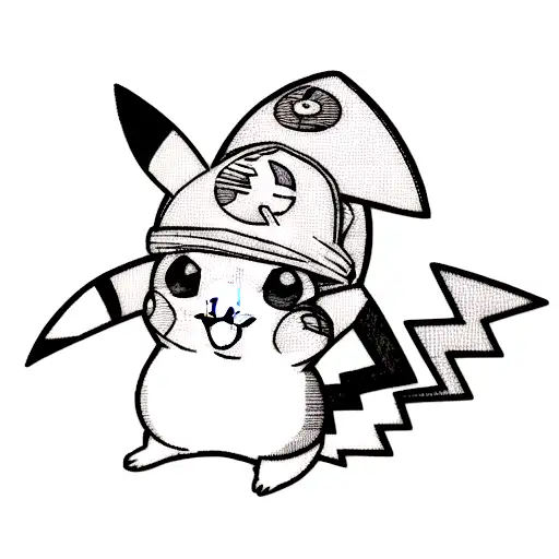pikachu wearing a comunist hat tattoo design idea