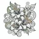 tito name and lily flowers intertwined tattoo design idea