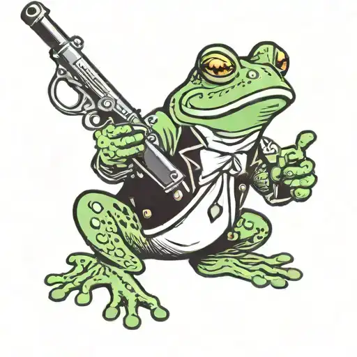 cartoon frog with a gun tattoo design idea