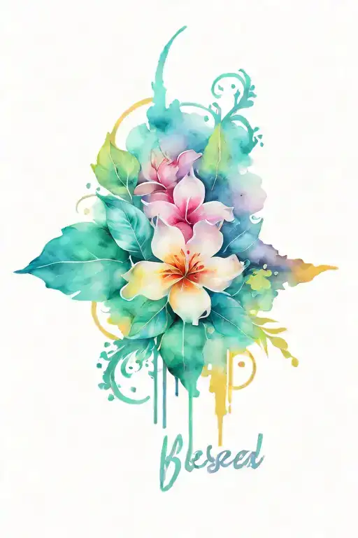 blessed written tattoo design idea